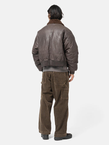 BEAMS Short Down G1 Leather Jacket Dark Brown, Bomber Jackets