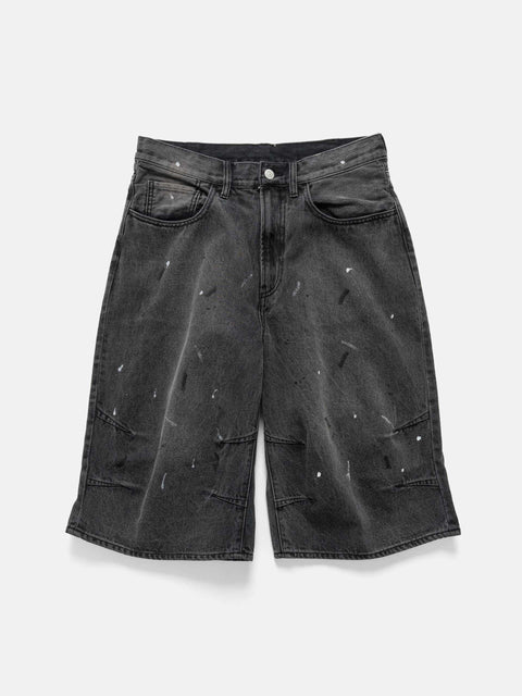 BEAMS Wide Denim Three Quarter Pants Black Used, Shorts