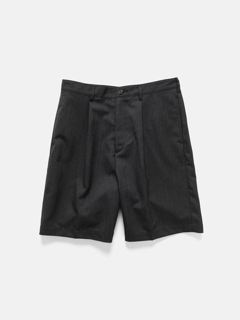 Batoner Summer Wool One Tuck Shorts Charcoal, Shorts