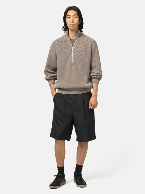 Batoner Summer Wool One Tuck Shorts Charcoal, Shorts
