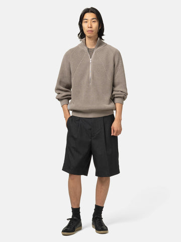 Batoner Summer Wool One Tuck Shorts Charcoal, Shorts