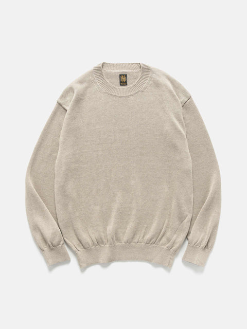 Batoner Washed High Count Linen Crew Neck Natural, Sweaters
