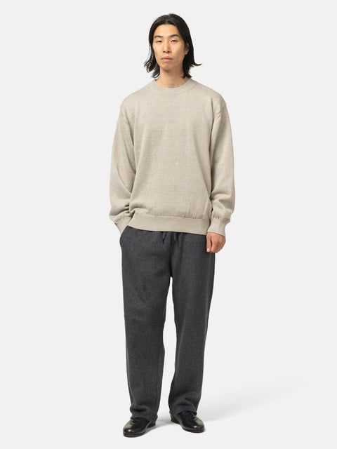 Batoner Washed High Count Linen Crew Neck Natural, Sweaters
