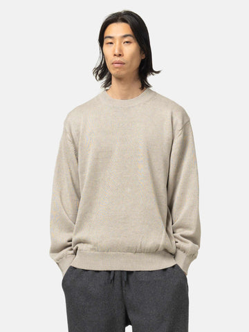 Batoner Washed High Count Linen Crew Neck Natural, Sweaters