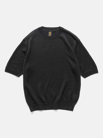 Batoner Washed High Count Linen Crew Neck Short Sleeve Black, T-Shirts