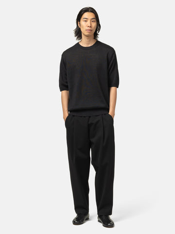 Batoner Washed High Count Linen Crew Neck Short Sleeve Black, T-Shirts
