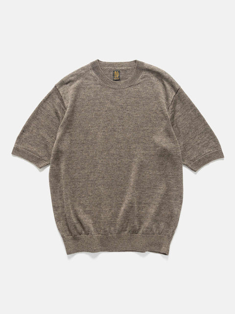 Batoner Washed High Count Linen Crew Neck Short Sleeve Brown, T-Shirts
