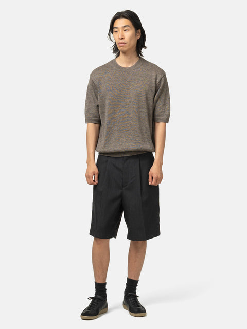 Batoner Washed High Count Linen Crew Neck Short Sleeve Brown, T-Shirts