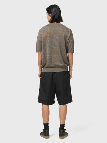 Batoner Washed High Count Linen Crew Neck Short Sleeve Brown, T-Shirts