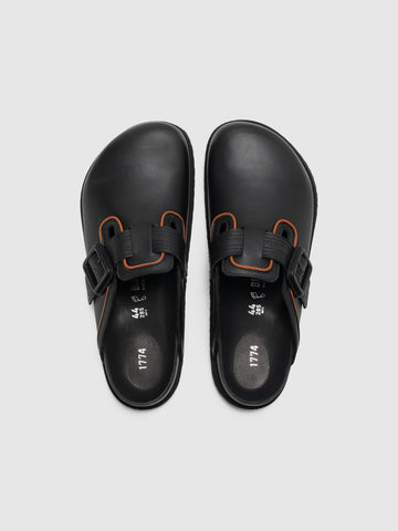 BIRKENSTOCK 1774 Boston Leather Buckle Black, Mules