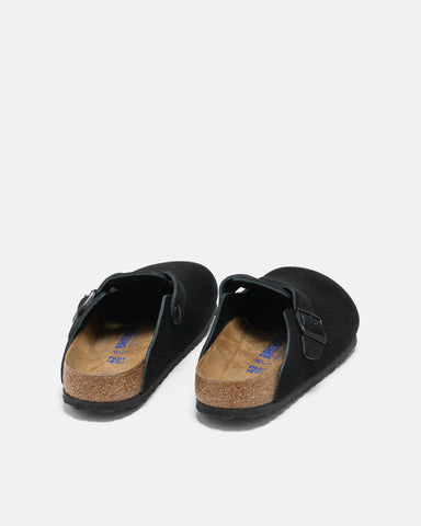 BIRKENSTOCK Boston Soft Footbed Black Suede, Mules