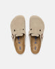 BIRKENSTOCK Boston Soft Footbed Taupe Suede, Mules