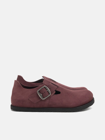 Side view of the BIRKENSTOCK 1774 London Suede Deep Burgundy