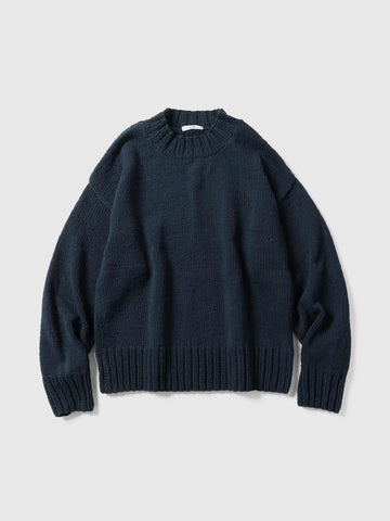 Cale Cotton Hand-Knit Sweater Navy, Sweaters