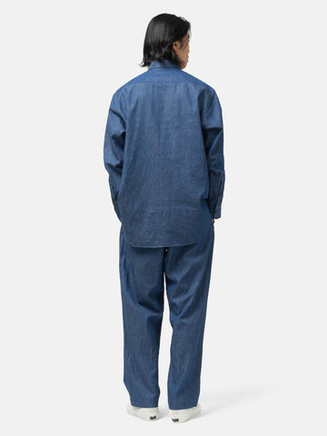 Cale Cotton-Linen-Ramie Denim Shirt Blue, Shirts