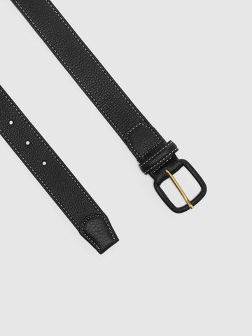 Cale Covered Buckle Belt Cowhide Black, Belts