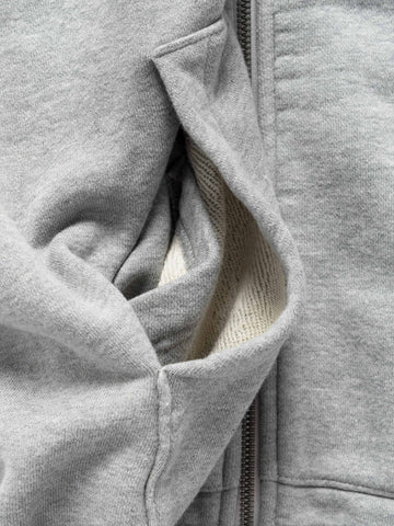 HAVEN Excel Full Zip Hoodie - Urake Cotton Terry Heather Grey, Hoodies