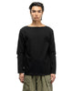 16/- Densed Jersey Elbow-Rip Boatneck Long Sleeve T Black - HAVEN