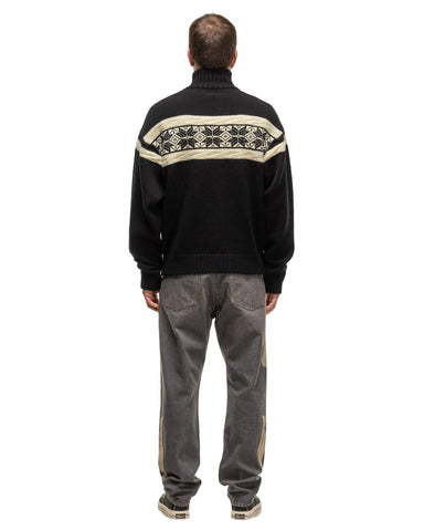 5G Wool SNOW Half ZIP Sweater Black - HAVEN