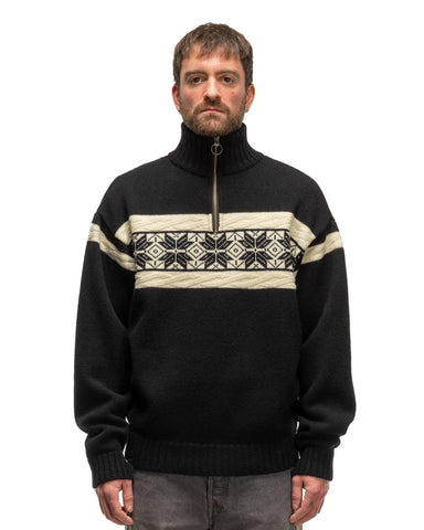 5G Wool SNOW Half ZIP Sweater Black - HAVEN