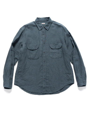 Linen CLIP Shirt Blue Grey - HAVEN
