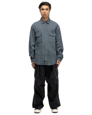Linen CLIP Shirt Blue Grey - HAVEN