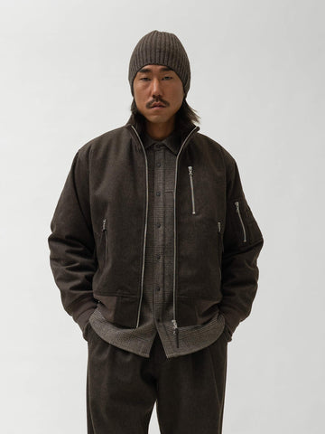 HAVEN Loft Bomber - Loro Piana Storm System® Wool Brown, Bomber Jackets