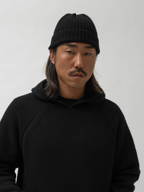 HAVEN Ribbed Beanie - Merino Wool Cashmere Black, Beanies