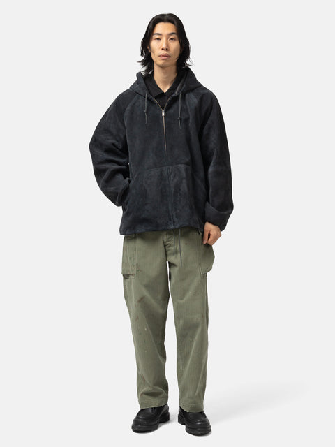 HERILL Goatsuede Hooded Jacket Black, Leather Jackets