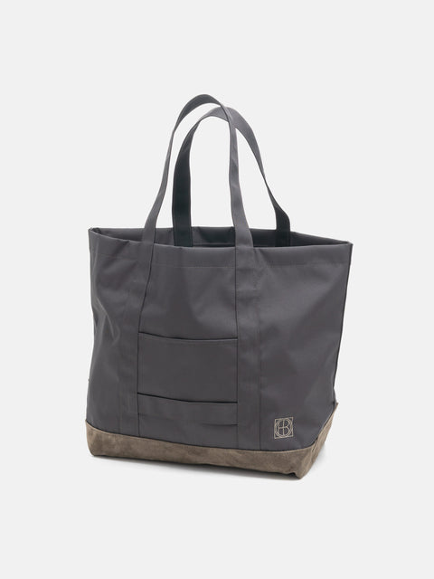 hobo Tote Bag Polyester Oxford Cordura with Suede Charcoal, Tote Bags