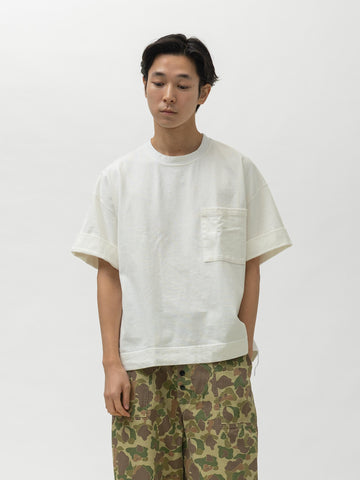 KAPITAL 16/-Dense Jersey ARMY Beach Packed T White, T-Shirts