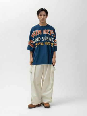 KAPITAL 18.5/- Jersey HUGE-T (DENIM REPAIR) Navy, T-Shirts