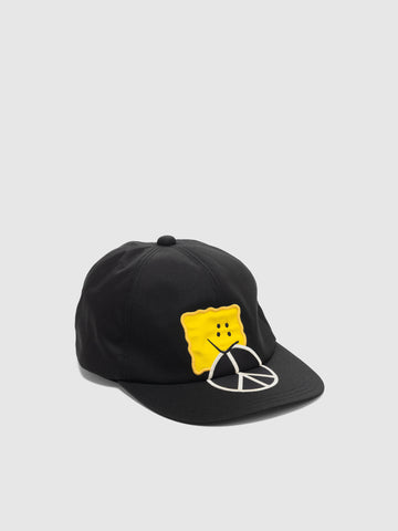 KAPITAL Chino Baseball Cap (PECKISH PEACE Embroidery) Black, Caps