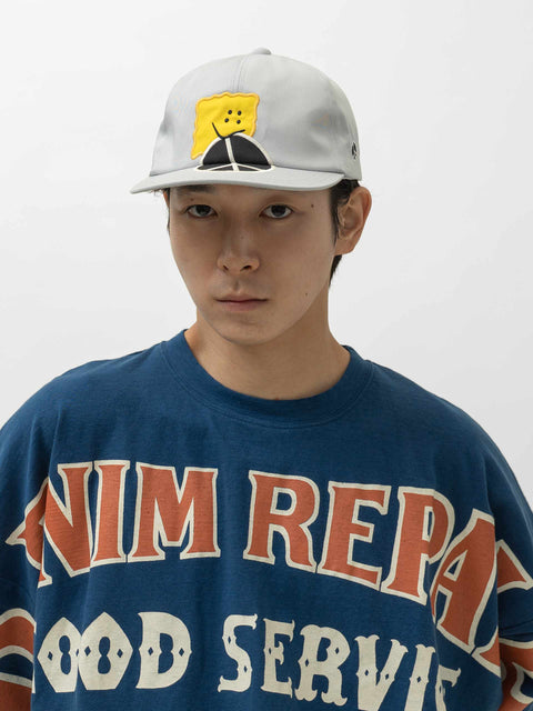 KAPITAL Chino Baseball Cap (PECKISH PEACE Embroidery) LightGray, Caps