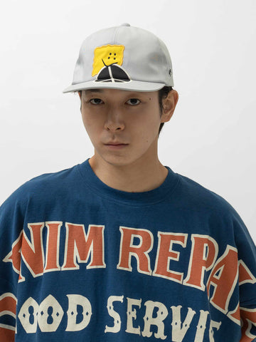 KAPITAL Chino Baseball Cap (PECKISH PEACE Embroidery) LightGray, Caps