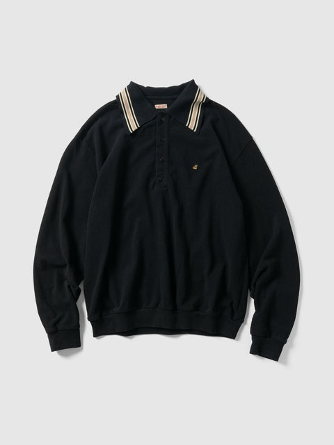 KAPITAL Piquet Large Pointed Collar Retro Polo Black, Polos