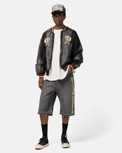 KAPITAL Sheer Pearl Souvenir JKT (RAIN SKULL) Black, Bomber Jackets