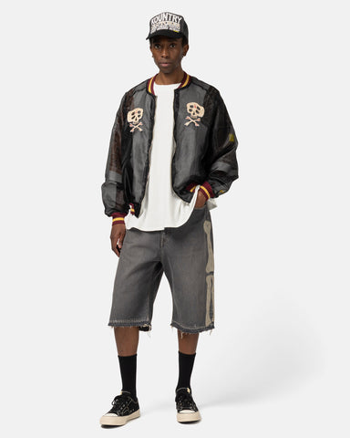 KAPITAL Sheer Pearl Souvenir JKT (RAIN SKULL) Black, Bomber Jackets