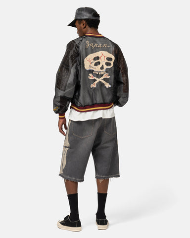 KAPITAL Sheer Pearl Souvenir JKT (RAIN SKULL) Black, Bomber Jackets