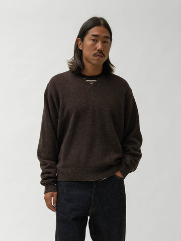 KAPTAIN SUNSHINE Lambswool V-neck Pullover Brown, Sweaters