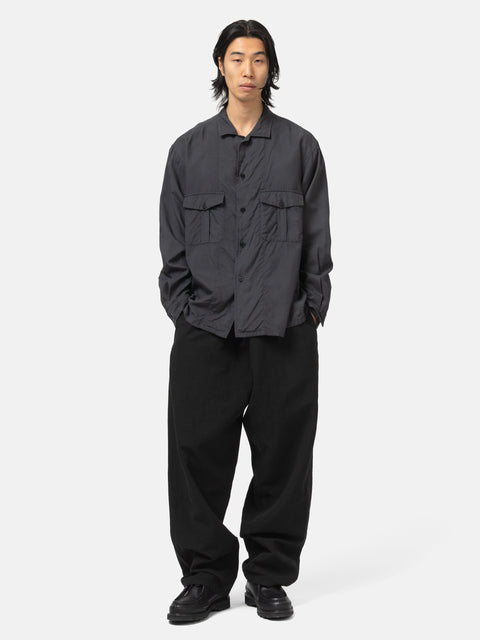 KAPTAIN SUNSHINE Silk Military Shirt Jacket Ink Black, Shirts