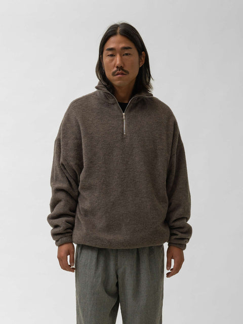 KAPTAIN SUNSHINE Silk Wool Fleece Pullover Brown, Fleece