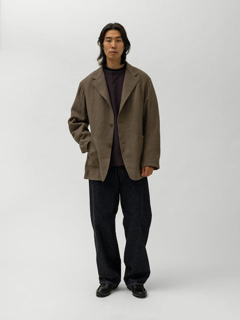 KAPTAIN SUNSHINE Wool Linen Serge Square Jacket Moss, Jackets
