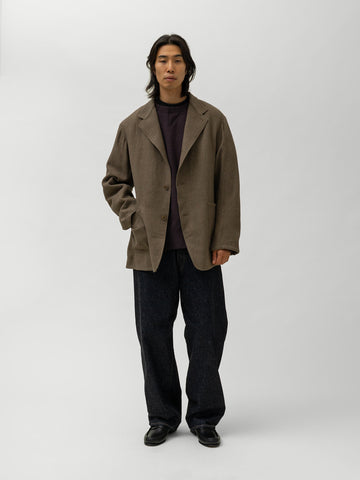 KAPTAIN SUNSHINE Wool Linen Serge Square Jacket Moss, Jackets