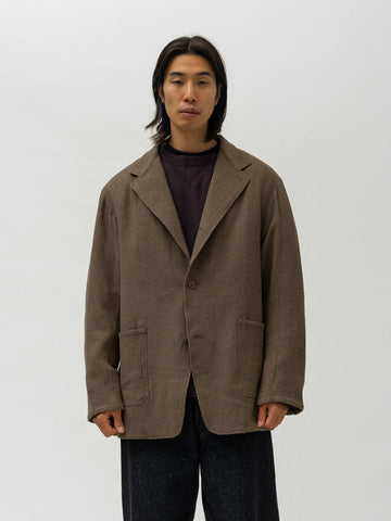 KAPTAIN SUNSHINE Wool Linen Serge Square Jacket Moss, Jackets