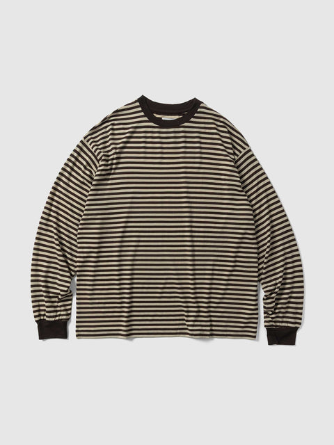 KAPTAIN SUNSHINE Wool Stripe L/S Tee Brown/Beige, T-Shirts
