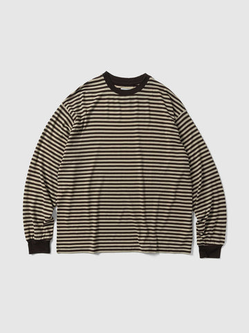 KAPTAIN SUNSHINE Wool Stripe L/S Tee Brown/Beige, T-Shirts