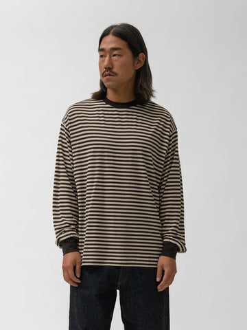 KAPTAIN SUNSHINE Wool Stripe L/S Tee Brown/Beige, T-Shirts