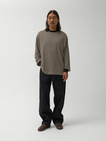 KAPTAIN SUNSHINE Wool Stripe L/S Tee Brown/Beige, T-Shirts