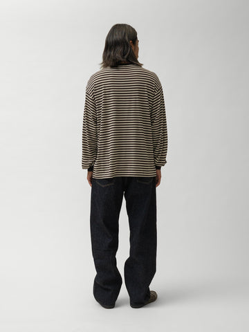 KAPTAIN SUNSHINE Wool Stripe L/S Tee Brown/Beige, T-Shirts